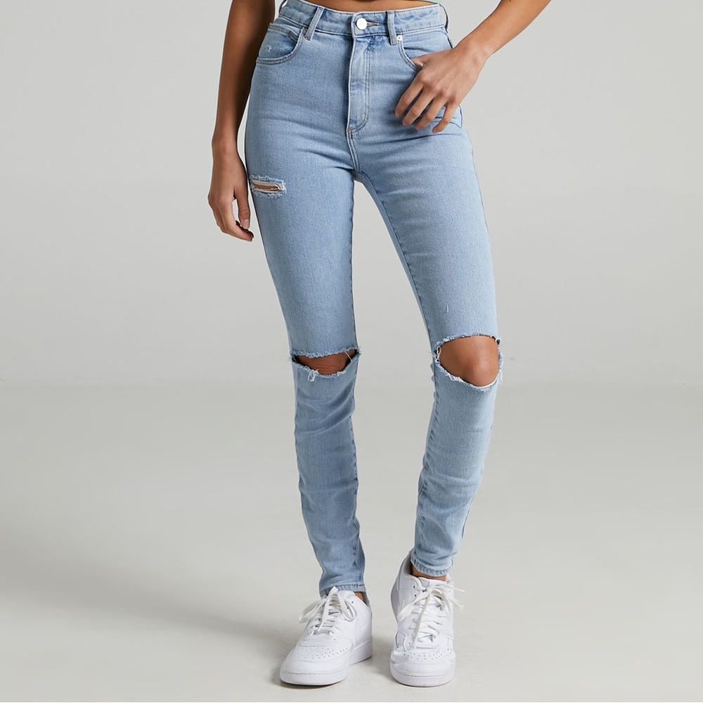 Abrand High-Waisted Skinny Jeans with rips